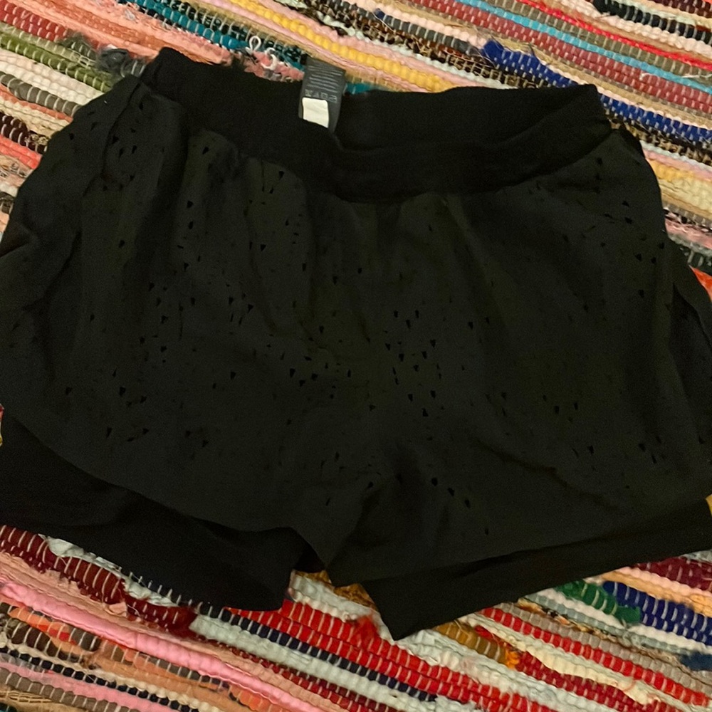 Girls champion black athletic shorts, with built in spandex underneath
